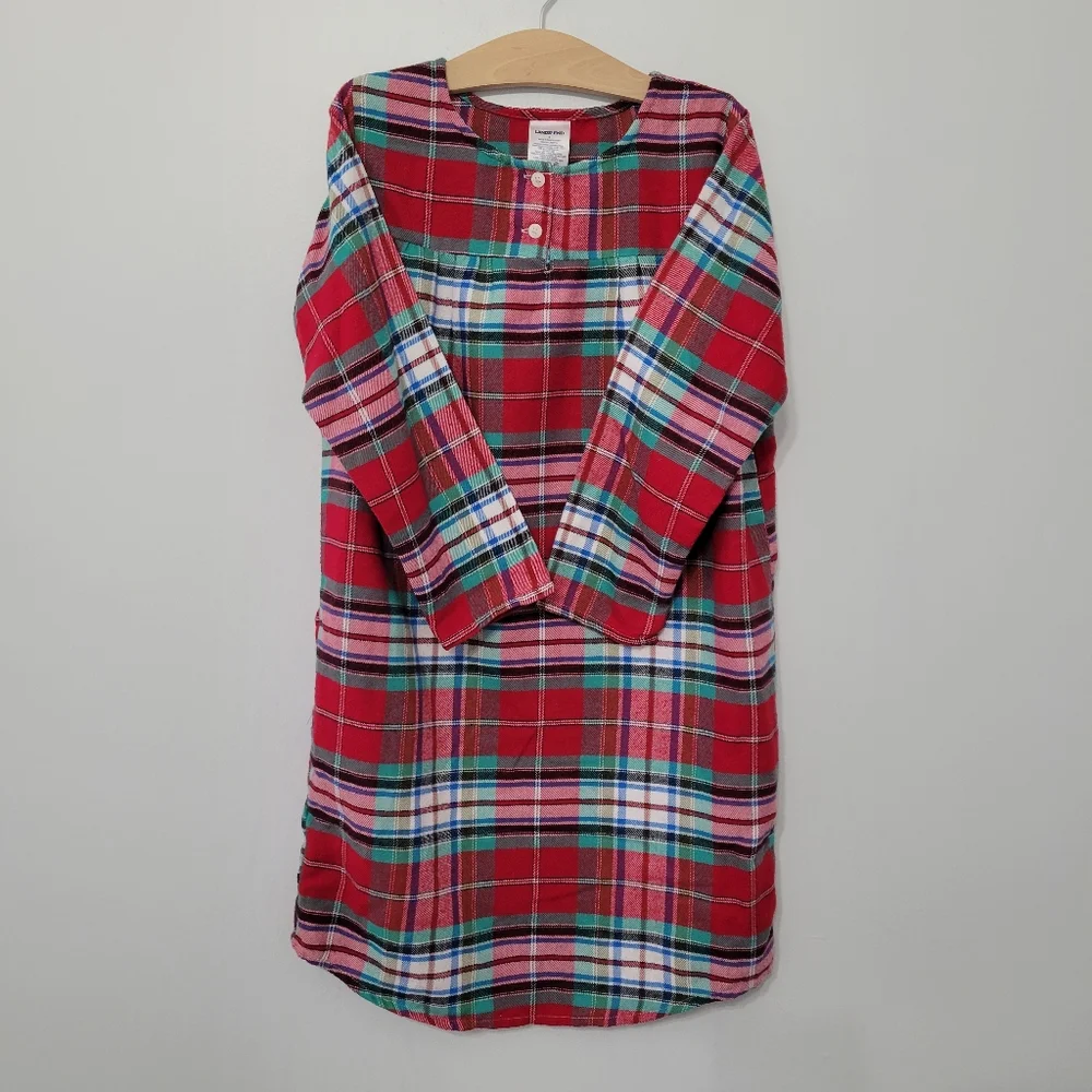 Lot of 2 Lands‎ End Girls Plaid Flannel Nightgowns Size 8 Christmas Festive